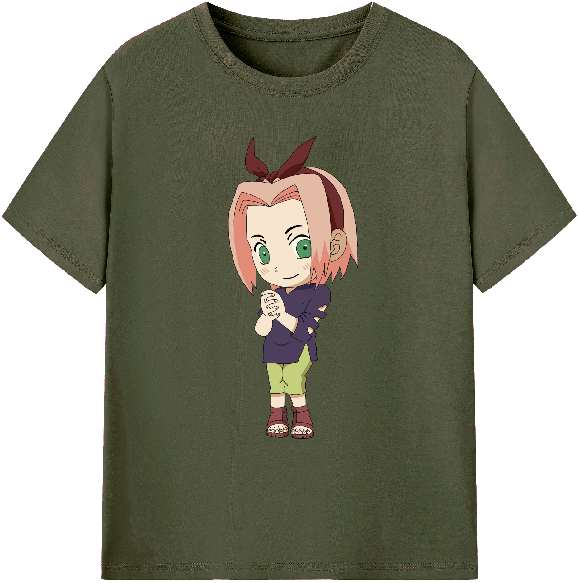（画像用） NARUTO -ナルト- 春野サクラ Haruno Sakura 綿100％ メンズ半袖Tシャツ｜肌触りやわらか＆通気性